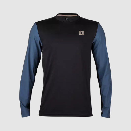 Polera Moto Ranger Off Road Manga Larga Negro/Azul Fox