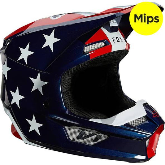 Casco Moto V1 Ultra Blanco/Rojo/Azul Fox