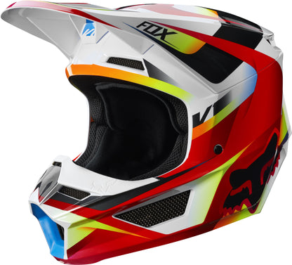 Casco Moto Niño V1 Motif Rojo Blanco Fox