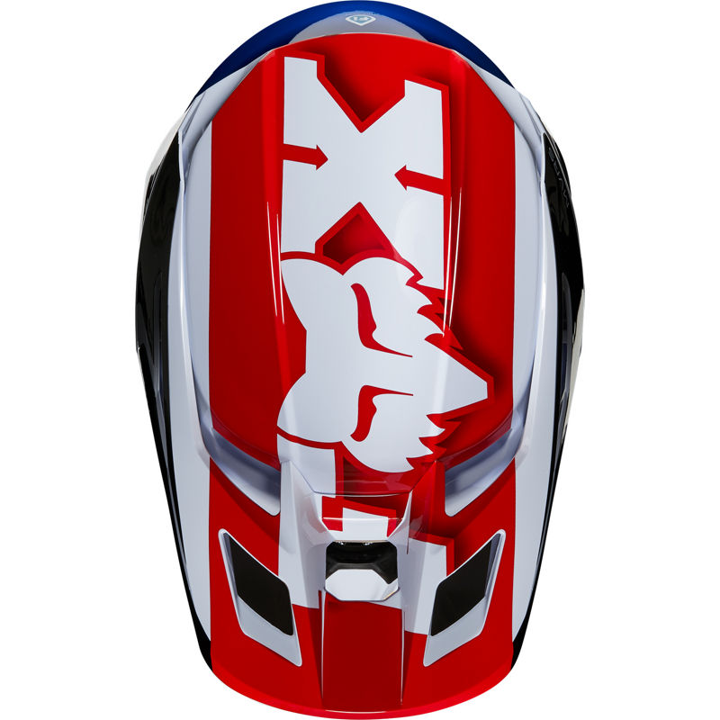 Casco Moto Niño V2 Hayl Azul/Rojo Fox