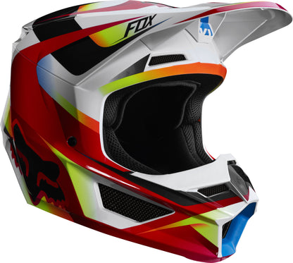 Casco Moto Niño V1 Motif Rojo Blanco Fox