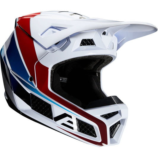 Casco Moto V3 Durven Blanco/Rojo/Azul Fox