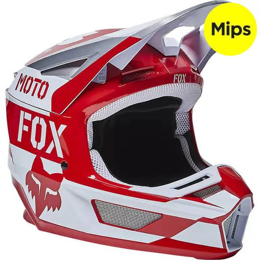 Casco Moto V2 Nobyl Blanco/Rojo Fox