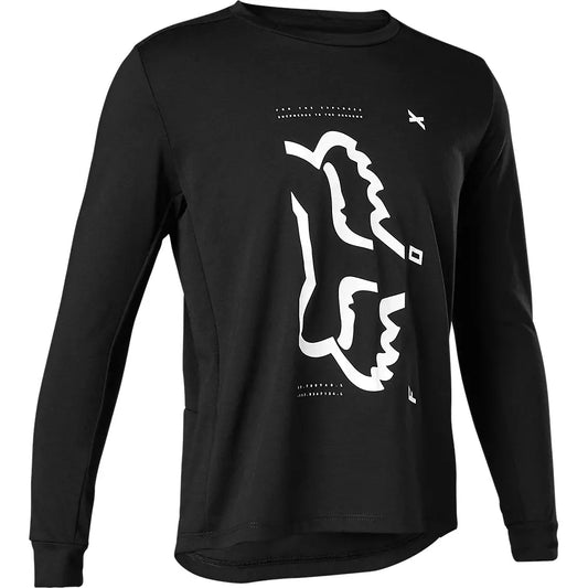 Polera Bicicleta Niño Ranger Drirelease Manga Larga Negro Fox