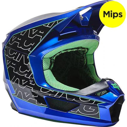 Casco Moto V1 Peril Azul Fox