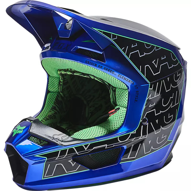 Casco Moto V1 Peril Azul Fox