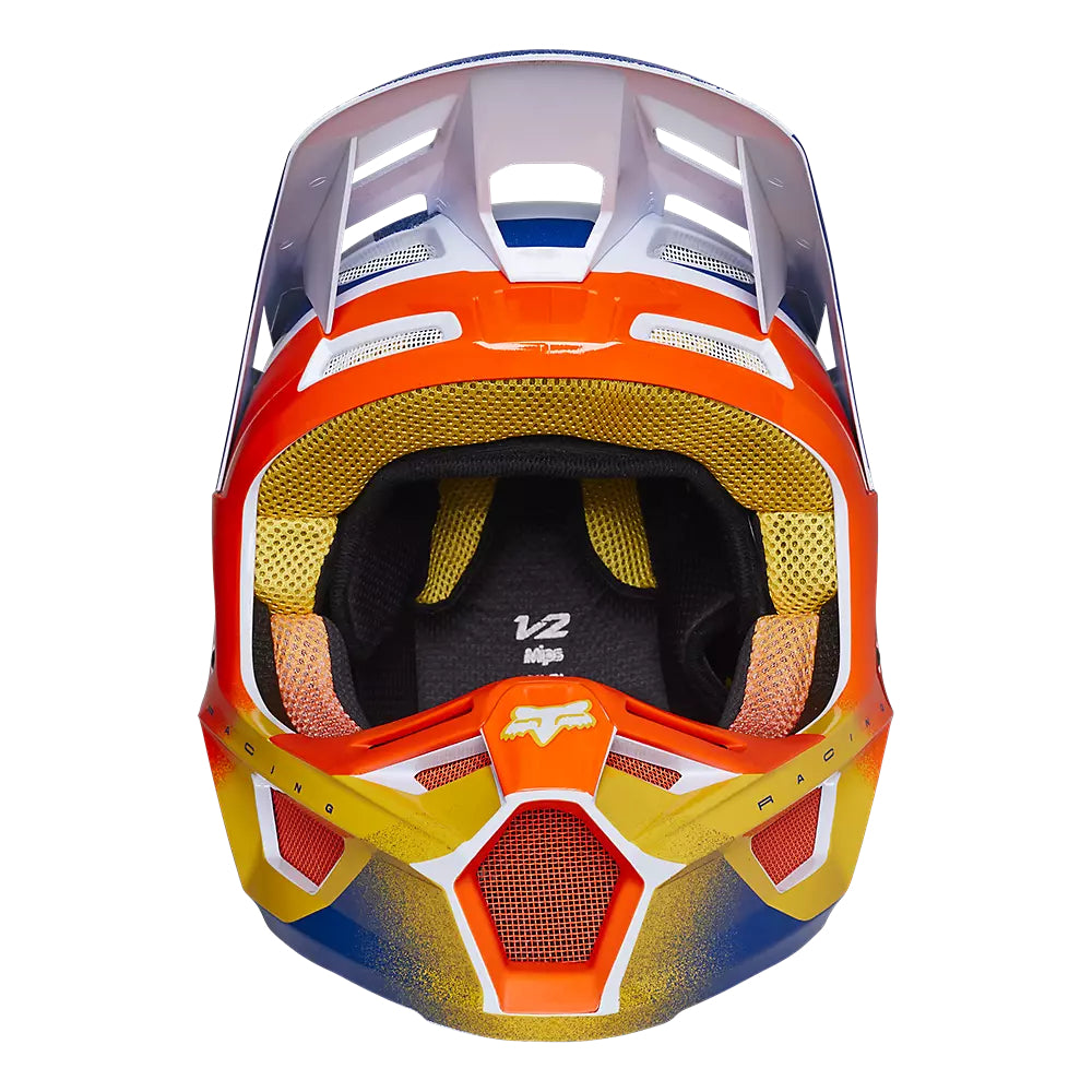 Casco Moto V2 RKANE Naranjo/Azul/Blanco Fox