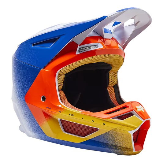 Casco Moto V2 RKANE Naranjo/Azul/Blanco Fox