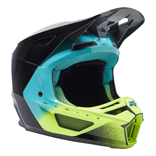 Casco Moto V2 RKANE Gris/Amarillo Fox