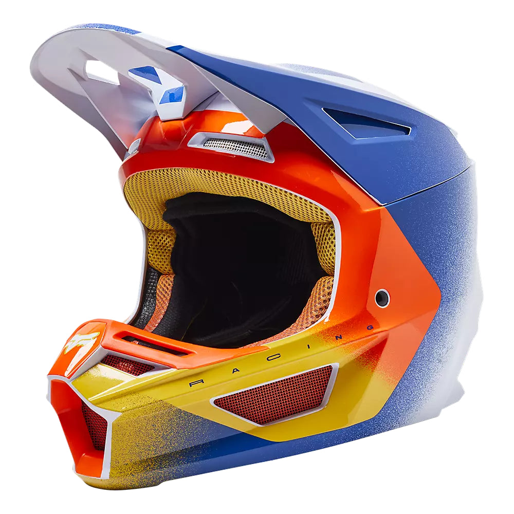 Casco Moto V2 RKANE Naranjo/Azul/Blanco Fox