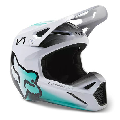 Casco Moto V1 Toxsyk Blanco/Celeste Fox