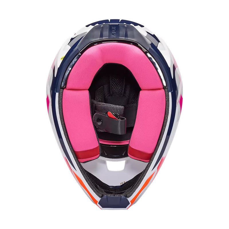 Casco Moto V3 Ryvr Edicion Limitada ECE Blanco/Azul/Rosado Fox