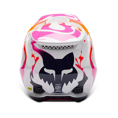 Casco Moto V3 Ryvr Edicion Limitada ECE Blanco/Azul/Rosado Fox