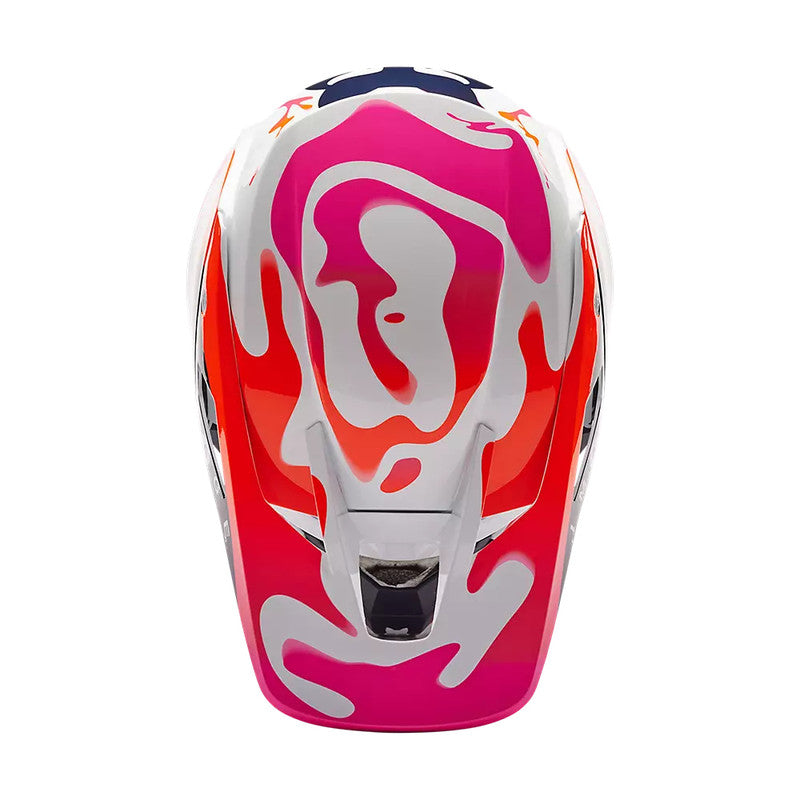 Casco Moto V3 Ryvr Edicion Limitada ECE Blanco/Azul/Rosado Fox