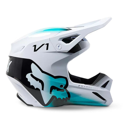 Casco Moto V1 Toxsyk Blanco/Celeste Fox