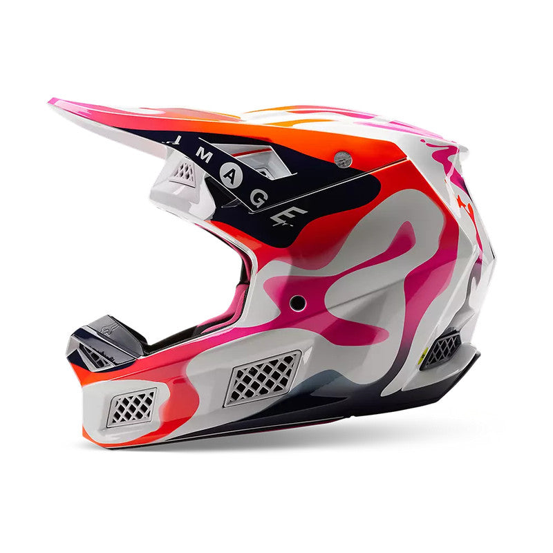 Casco Moto V3 Ryvr Edicion Limitada ECE Blanco/Azul/Rosado Fox