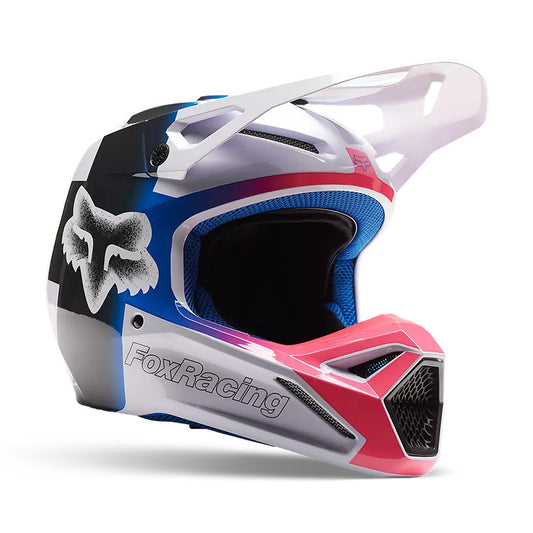 Casco Moto V1 Horyzn Negro/Blanco/Rosado Fox