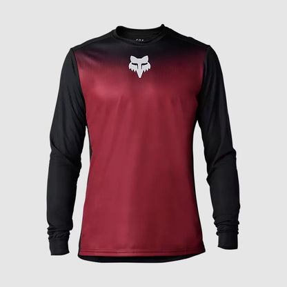 Polera Bicicleta Ranger Keel Manga Larga Negro/Rojo Fox