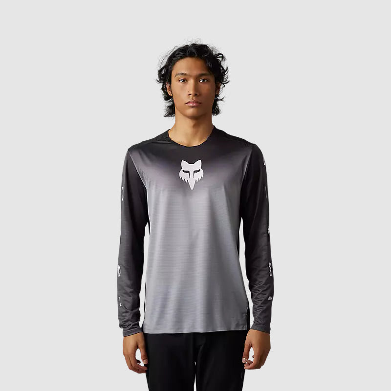 Polera Bicicleta Flexair Novah Negro/Gris Manga Larga Fox