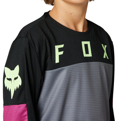 Polera Bicicleta Niño Defend Race Manga Larga Negro Fox