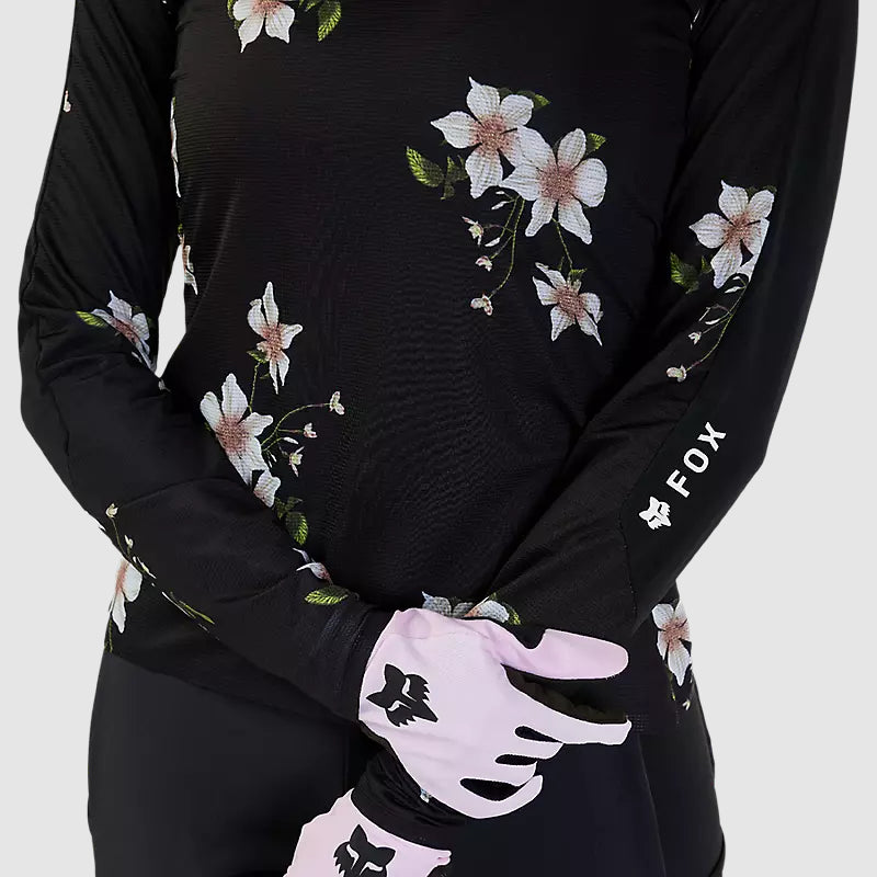 Polera Bicicleta Mujer Flexair Ascent Dogwood Manga Larga Negro Fox