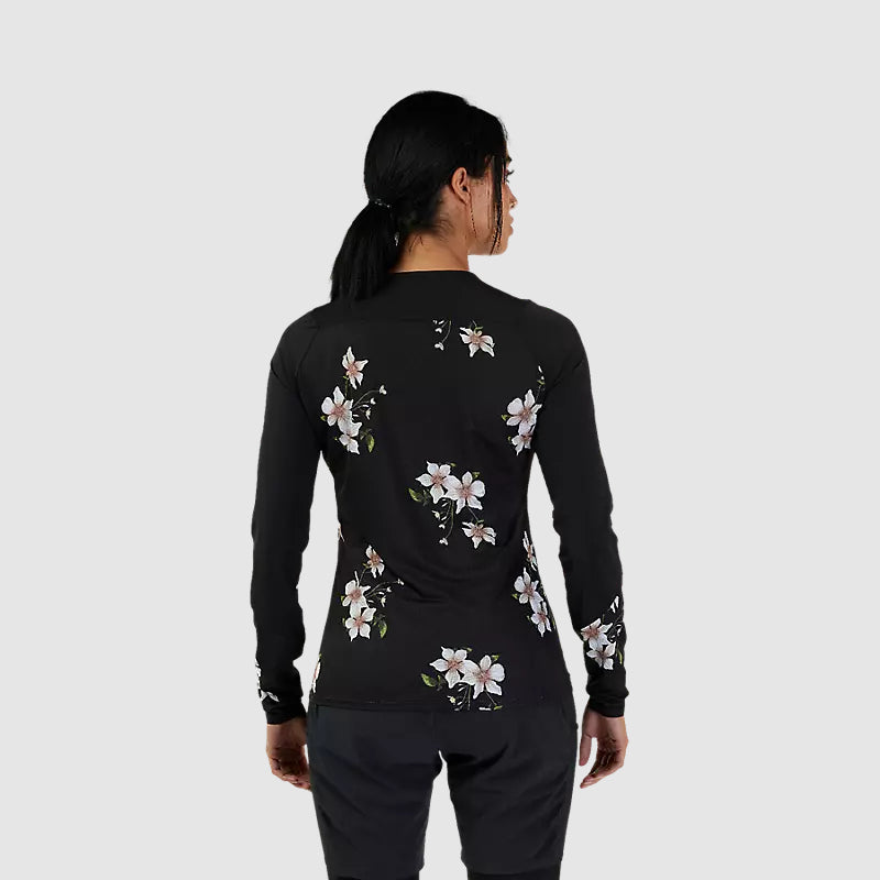 Polera Bicicleta Mujer Flexair Ascent Dogwood Manga Larga Negro Fox